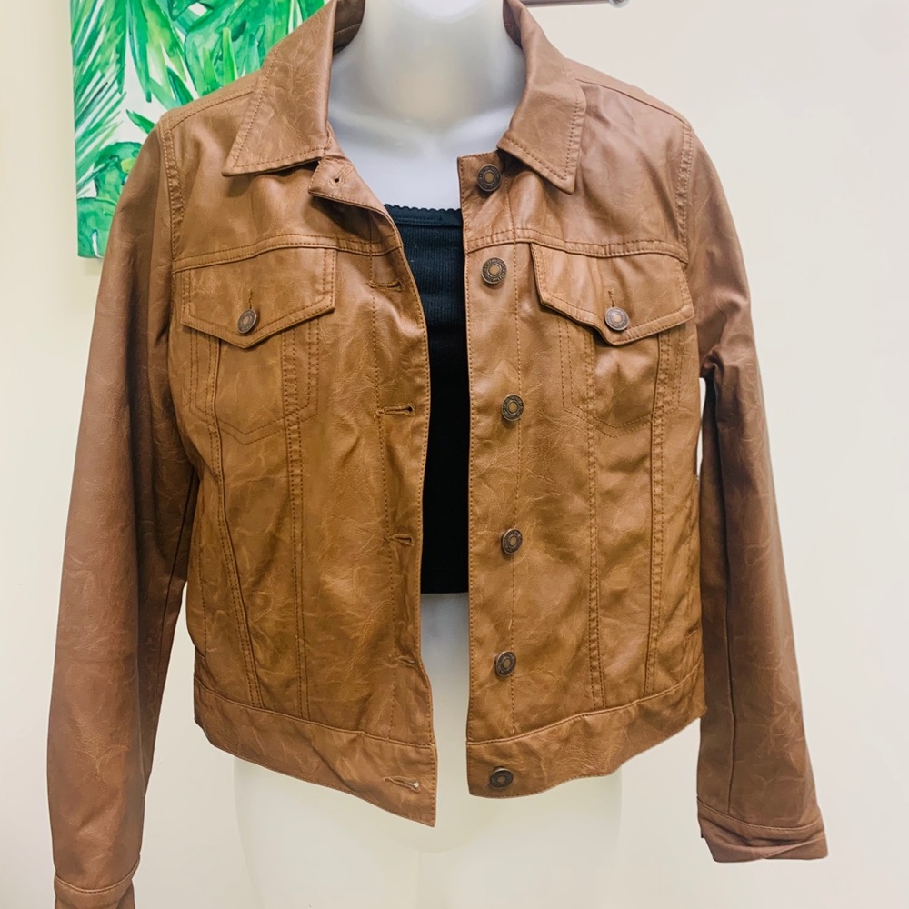 Sky and sparrow faux leather jacket